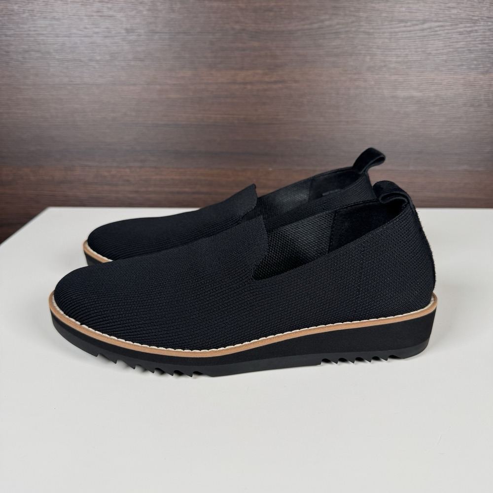 Eileen Fisher Lindy Novo Stretch Knit Black Wedge Sport Loafer Womens Sz 6
